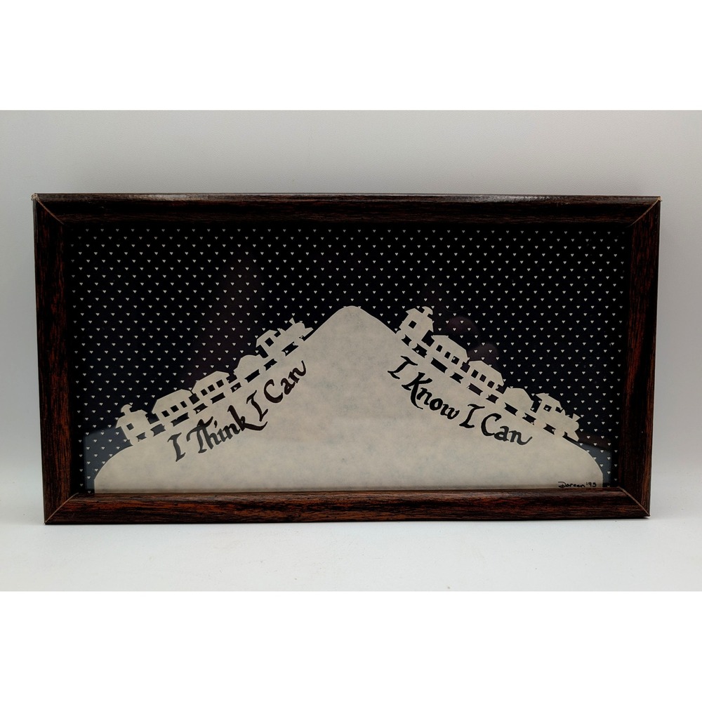 Vintage 1993 Paper Cut Silhouette Art Train I Think I Can Framed